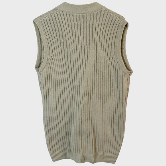 Vintage John Blair Button-Up V-Neck Cable Knit Sweater Vest Cream Men's Medium - Picture 4 of 9